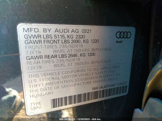 WA1AUCF34M1109227 Audi Q3 Premium 40 Tfsi Quattro Tiptronic