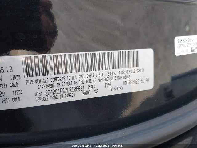 Chrysler Pacifica Touring 2020 2C4RC1FG7LR108621 Image 9