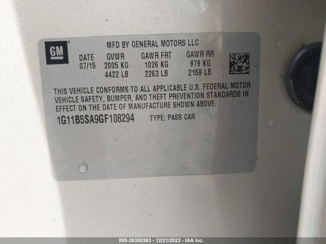 Chevrolet Malibu Limited Ls 2016 1G11B5SA9GF108294 Image 9