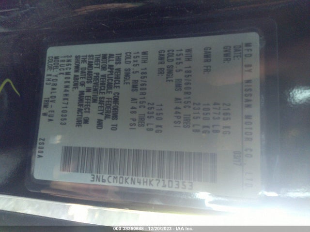 Nissan Nv200 S 2017 3N6CM0KN4HK710353 Image 9