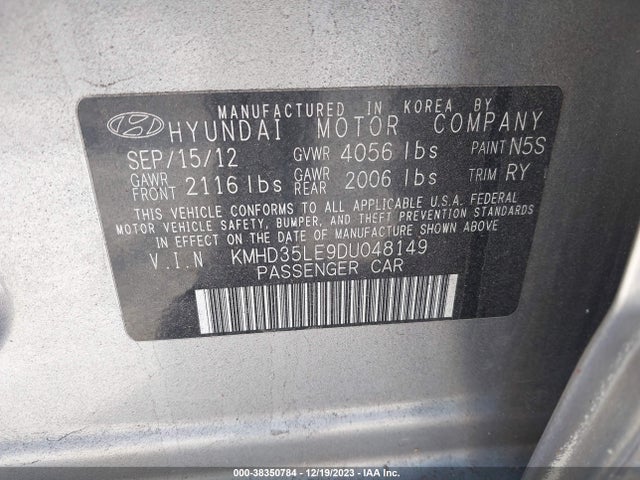 2013 HYUNDAI ELANTRA GT VIN: KMHD35LE9DU048149