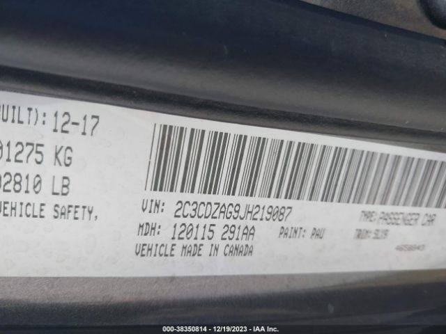 2C3CDZAG9JH219087 Dodge Challenger Sxt Plus