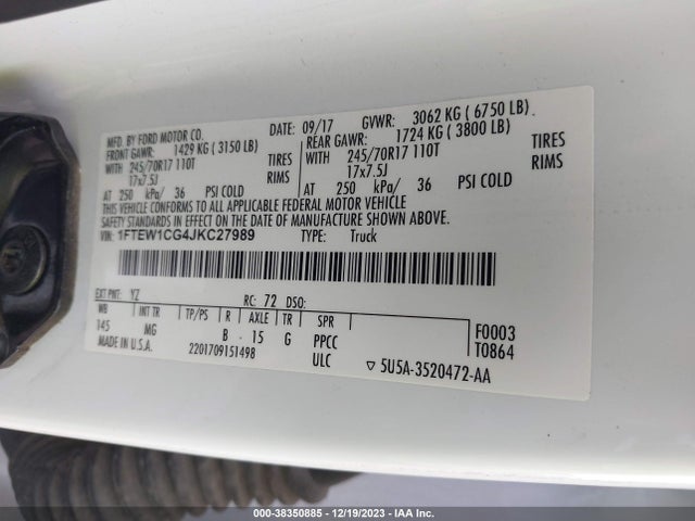 1FTEW1CG4JKC27989 Ford 3.5l gtdi