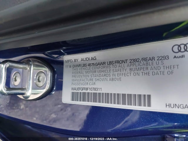 WAUEFGFF8F1078311 Audi A3 2.0t Premium