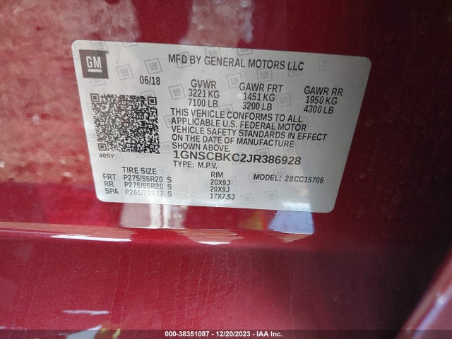 Chevrolet Tahoe Lt 2018 1GNSCBKC2JR386928 Image 9