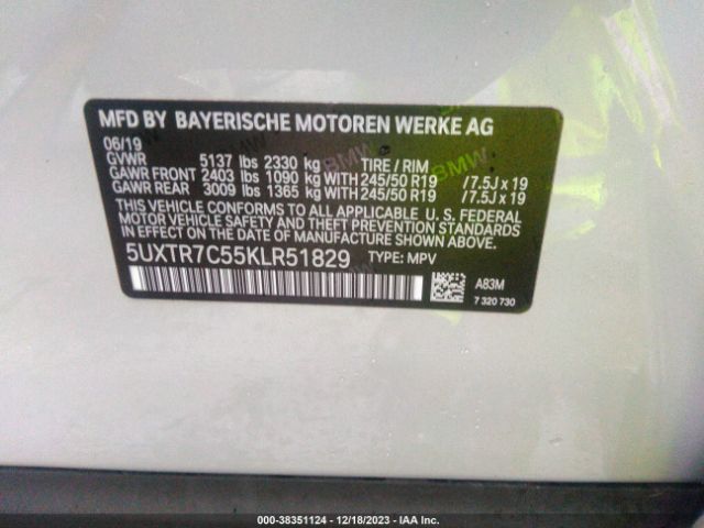 5UXTR7C55KLR51829 BMW X3 Sdrive30i