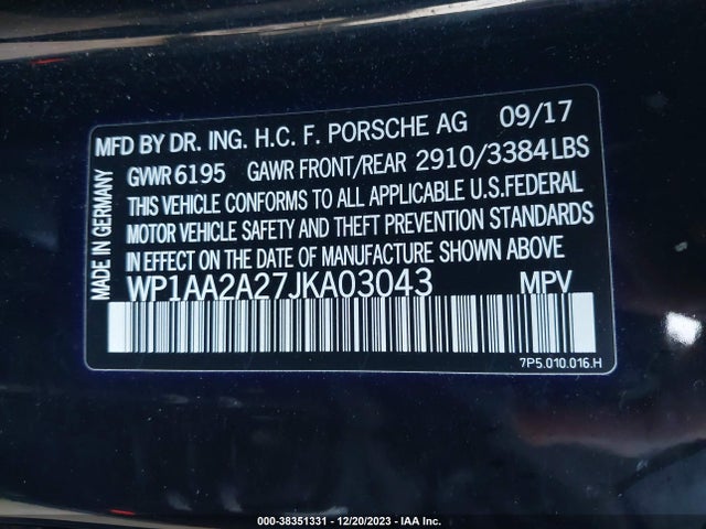 2018 PORSCHE CAYENNE WP1AA2A27JKA03043 Photo 8