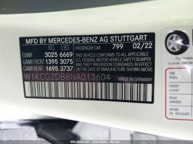 W1KCG2DB8NA013604 Mercedes-Benz EQS 450