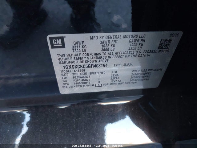 Chevrolet Tahoe Ltz 2016 1GNSKCKC5GR408194 Image 9