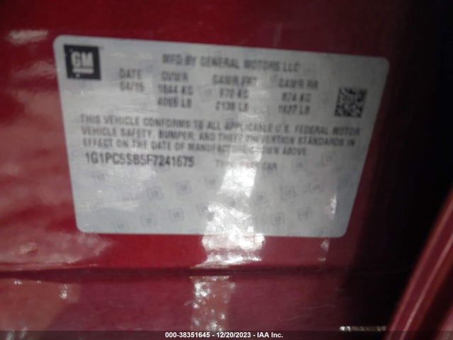 Chevrolet Cruze 1lt Auto 2015 1G1PC5SB5F7241675 Image 9