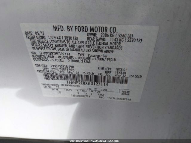 1FAHP2E8XHG127114 Ford TAURUS SEL