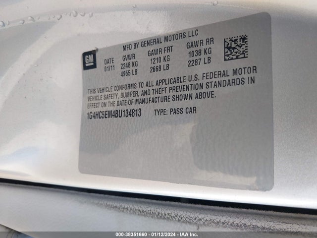 2011 BUICK LUCERNE CXL VIN: 1G4HC5EM4BU134813