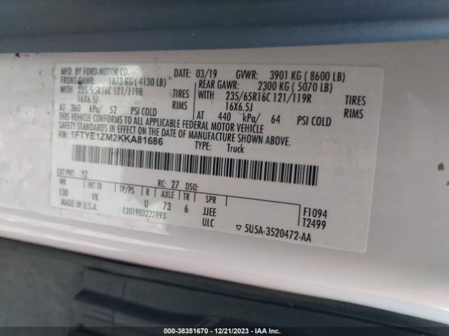 1FTYE1ZM2KKA81686 Ford Transit-150
