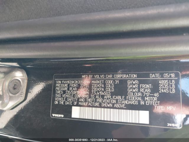 2019 VOLVO XC40 YV4162UK2K2052244 Photo 8