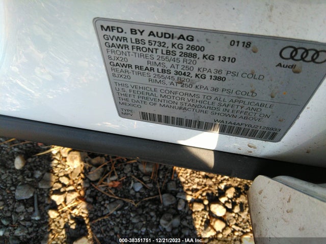 WA1A4AFY0J2125933 Audi Sq5 3.0t Premium Plus