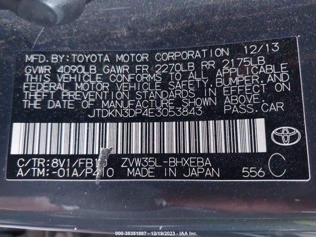 Toyota Prius Plug-in Base (cvt) 2014 JTDKN3DP4E3053843 Image 9