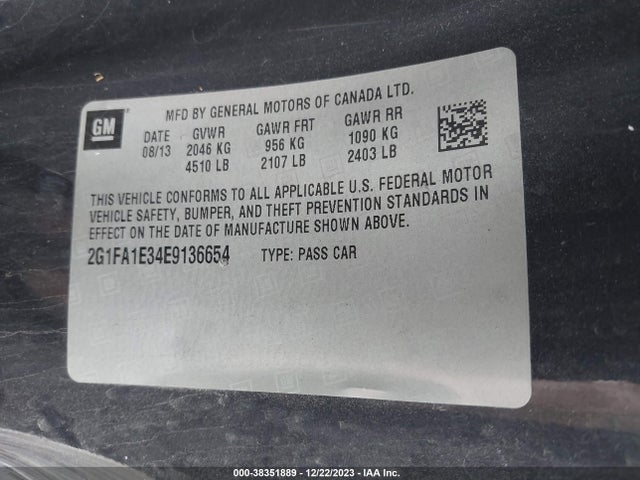 Chevrolet Camaro 2ls 2014 2G1FA1E34E9136654 Image 9