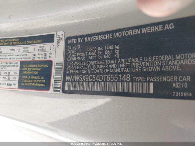 2013 MINI COUPE WMWSX9C54DT655148 Photo 8