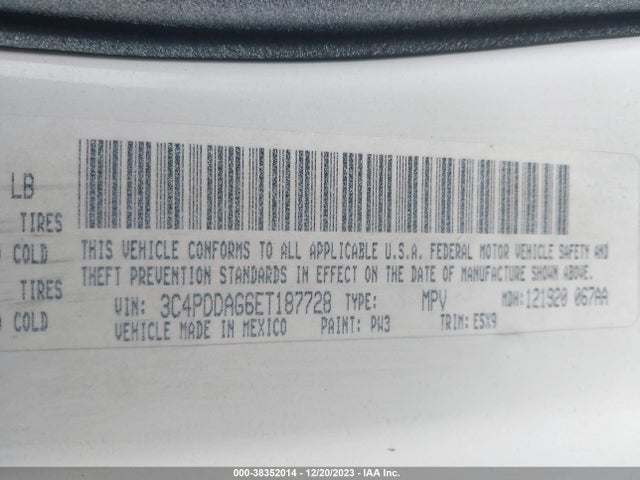 Dodge JOURNEY SE 2014 3C4PDDAG6ET187728 Image 9