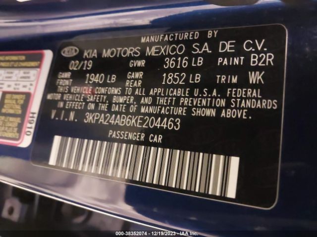 3KPA24AB6KE204463 KIA RIO S