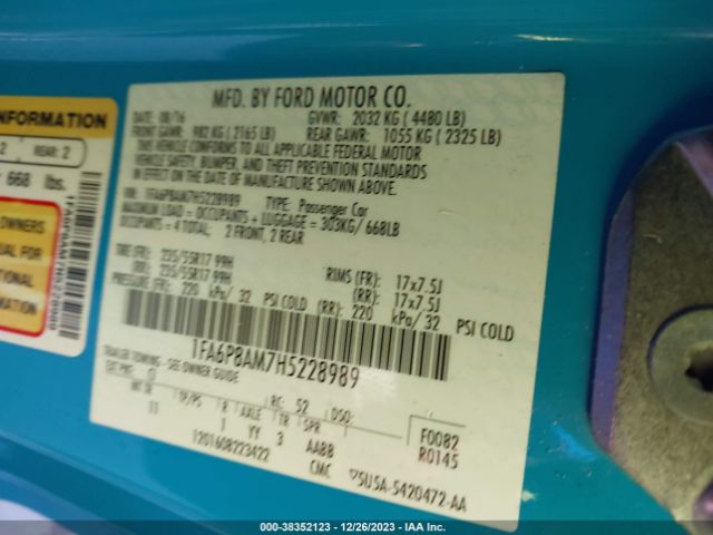 1FA6P8AM7H5228989 Ford Mustang V6