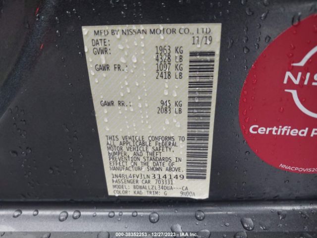 1N4BL4FV3LN314149 Nissan Altima Platinum Fwd