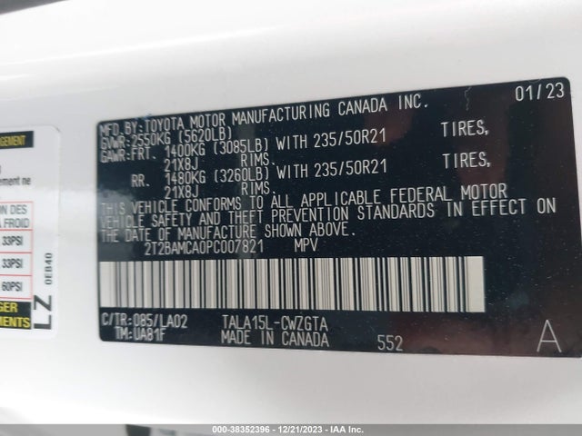 2T2BAMCA0PC007821 Lexus Rx 350 Luxury
