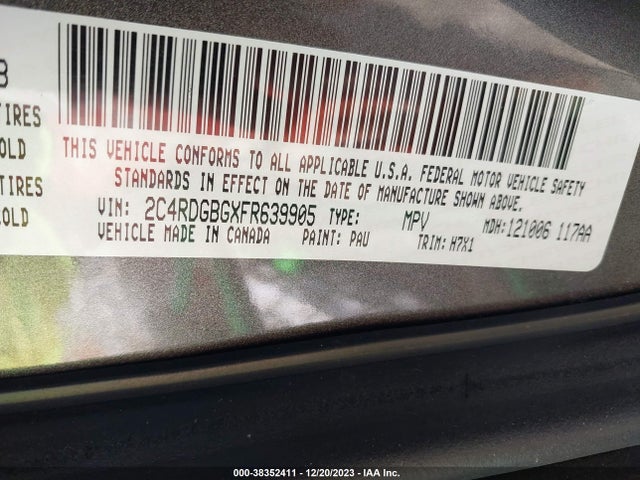 Dodge Grand Caravan Avp/se 2015 2C4RDGBGXFR639905 Image 9