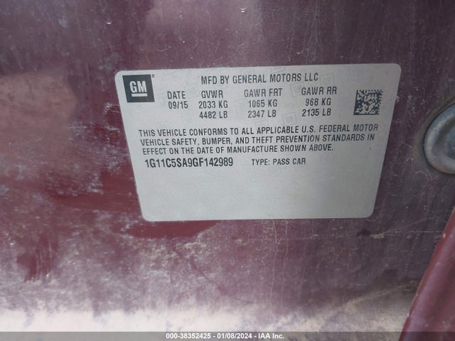 Chevrolet Malibu Limited Lt 2016 1G11C5SA9GF142989 Image 9