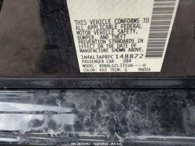 2015 NISSAN ALTIMA 2.5 S VIN: 1N4AL3AP8FC148872