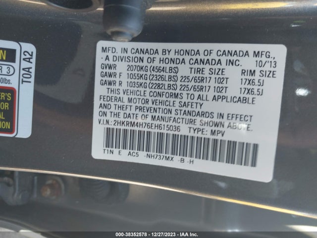 Honda Cr-v Ex-l 2014 2HKRM4H76EH615036 Image 9