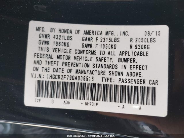 1HGCR2F79GA009515 Honda ACCORD EX