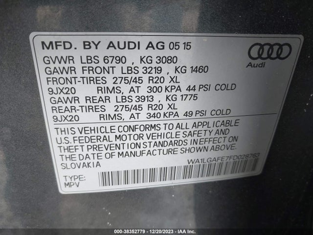 WA1LGAFE7FD028763 Audi Q7 3.0t Premium