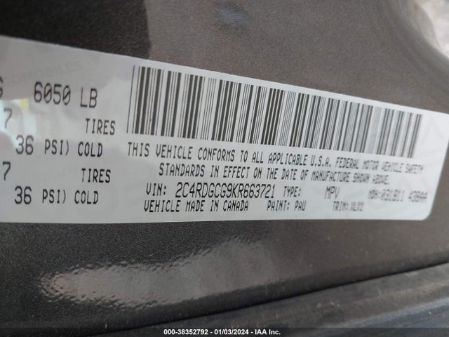 Dodge Grand Caravan Sxt 2019 2C4RDGCG9KR663721 Image 9
