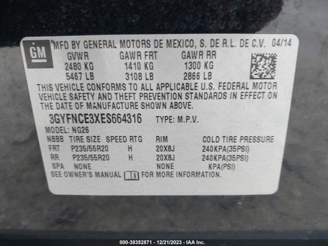 3GYFNCE3XES664316 Cadillac Srx Performance Collection