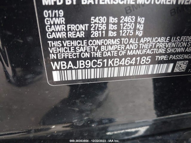 BMW M550i Xdrive 2019 WBAJB9C51KB464185 Image 9