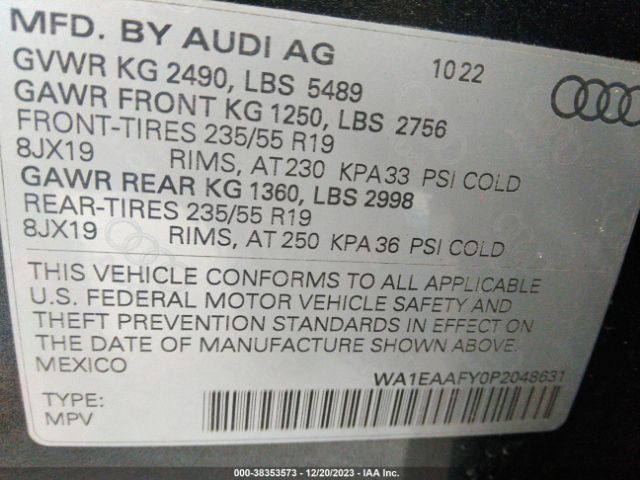 2023 AUDI Q5 WA1EAAFY0P2048631 Photo 8