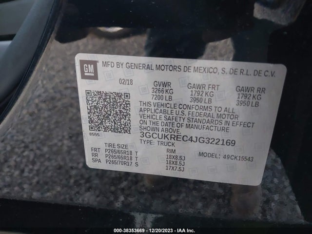 Chevrolet Silverado 1500 2lt 2018 3GCUKREC4JG322169 Image 9
