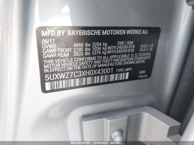 5UXWZ7C3XH0X43001 BMW X3 Sdrive28i