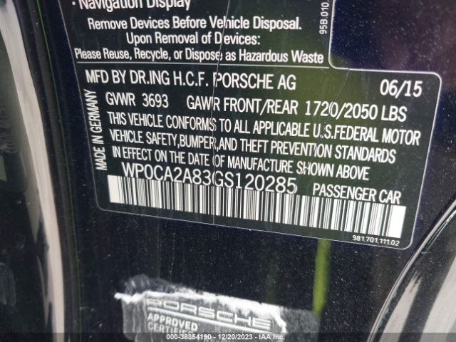 2016 PORSCHE BOXSTER WP0CA2A83GS120285 Photo 8