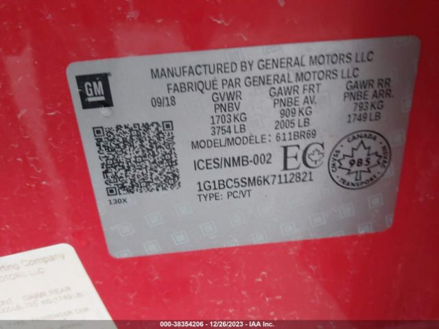 1G1BC5SM6K7112821 Chevrolet CRUZE LS