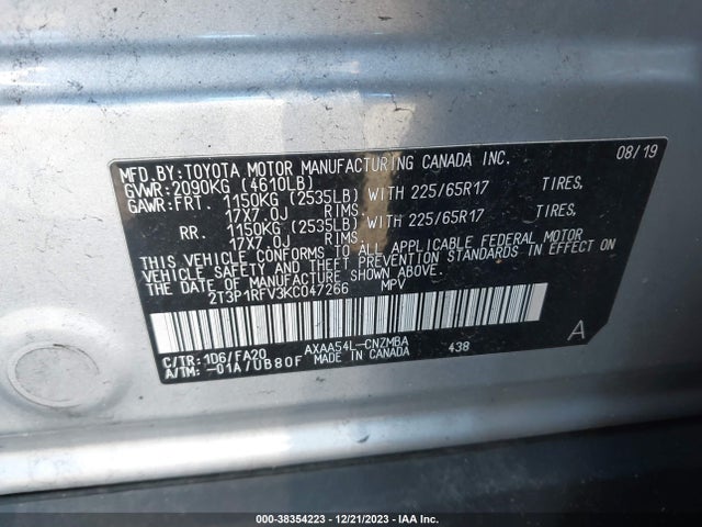 Toyota Rav4 Xle 2019 2T3P1RFV3KC047266 Image 9