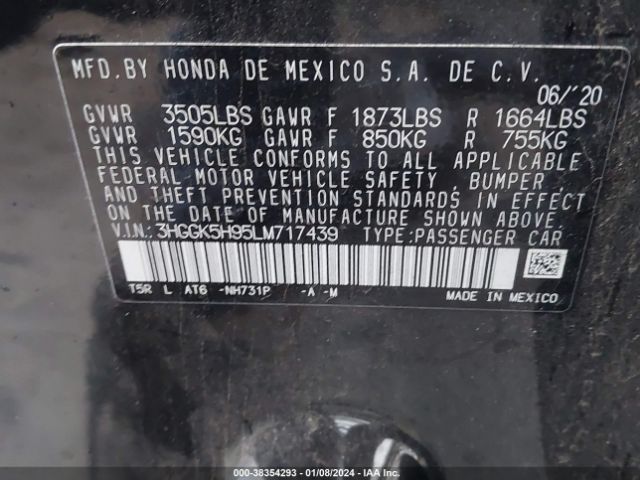 3HGGK5H95LM717439 Honda Fit Ex-l