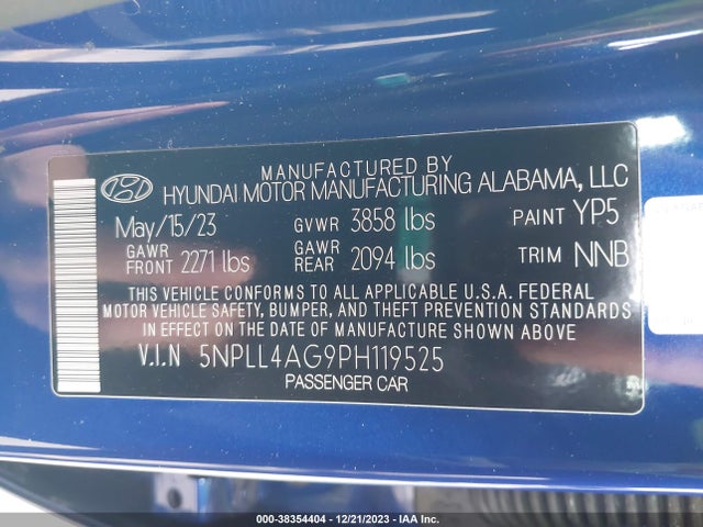 2023 HYUNDAI ELANTRA SE VIN: 5NPLL4AG9PH119525