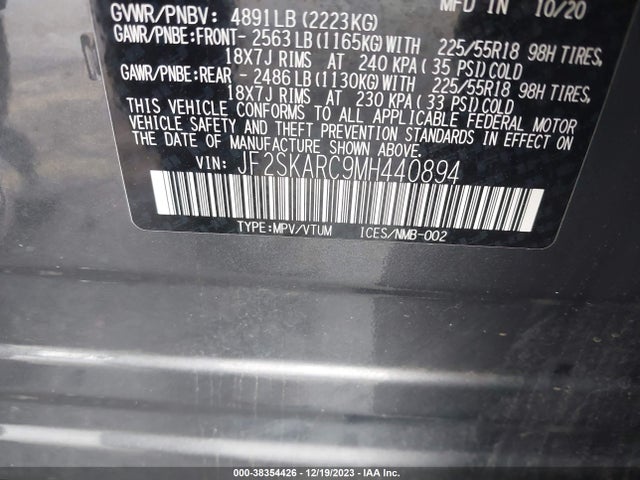 Subaru Forester Sport 2021 JF2SKARC9MH440894 Image 9