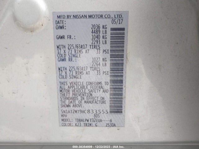 Nissan ROGUE S 2017 5N1AT2MT9HC833555 Image 9