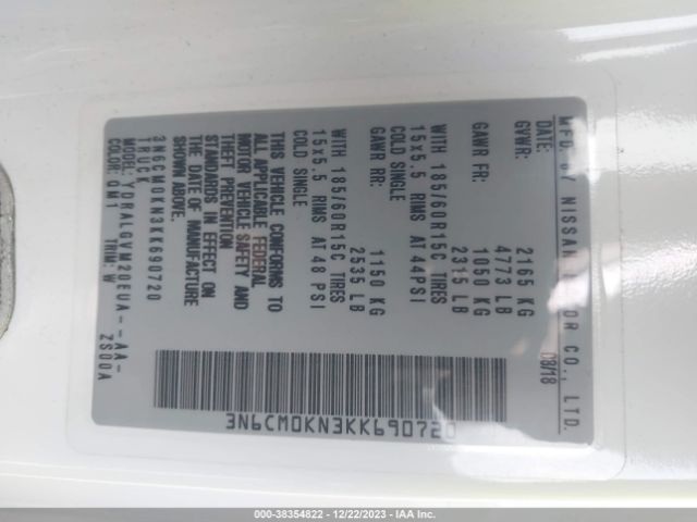 3N6CM0KN3KK690720 Nissan NV200 SV