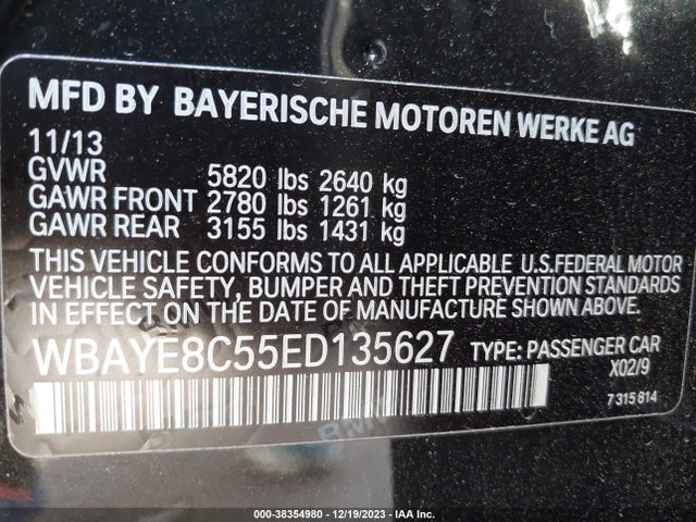 BMW ALPINA B7 2014 WBAYE8C55ED135627 Image 9