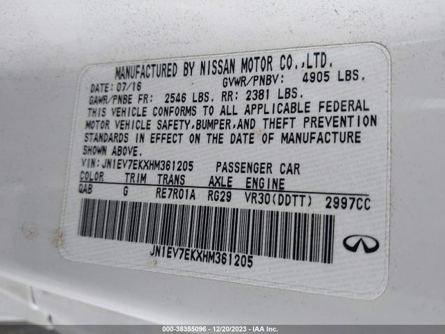 JN1EV7EKXHM361205 Infiniti Q60
