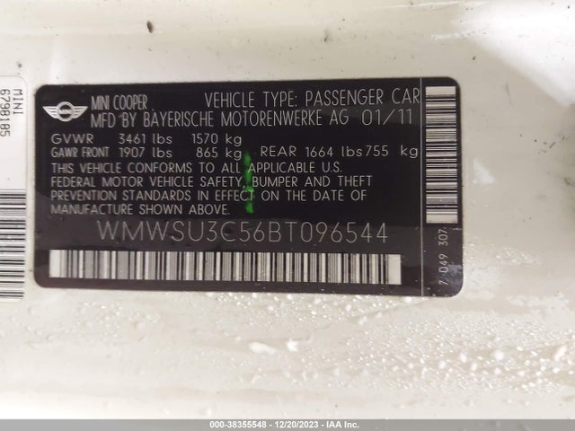 2011 MINI COOPER HARDTOP WMWSU3C56BT096544 Photo 8